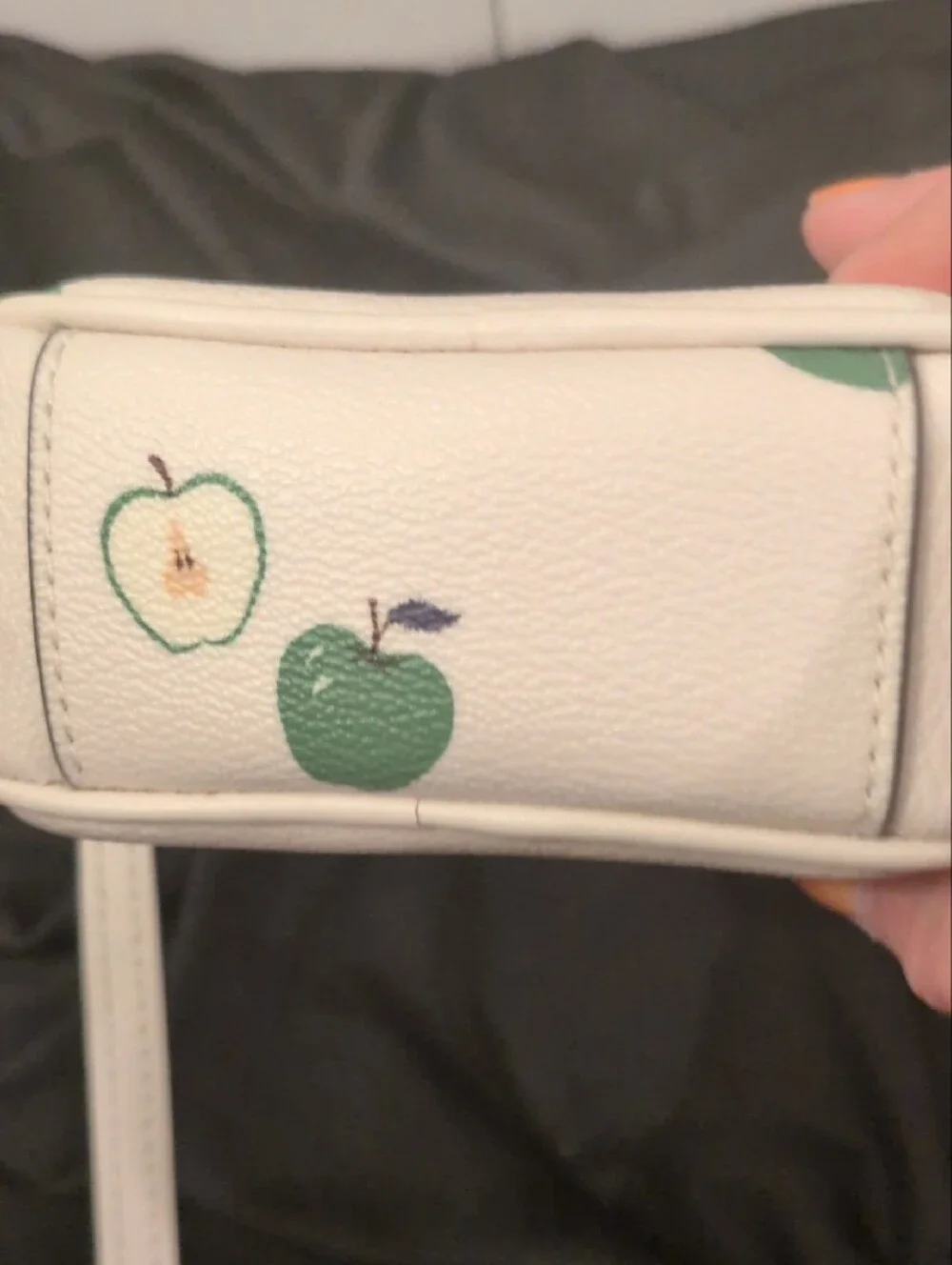 Coach-rare Limited Edition Cream Crossbody Phone Pouch with Green Apple Motif